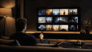 Person deciding what to watch on a streaming television