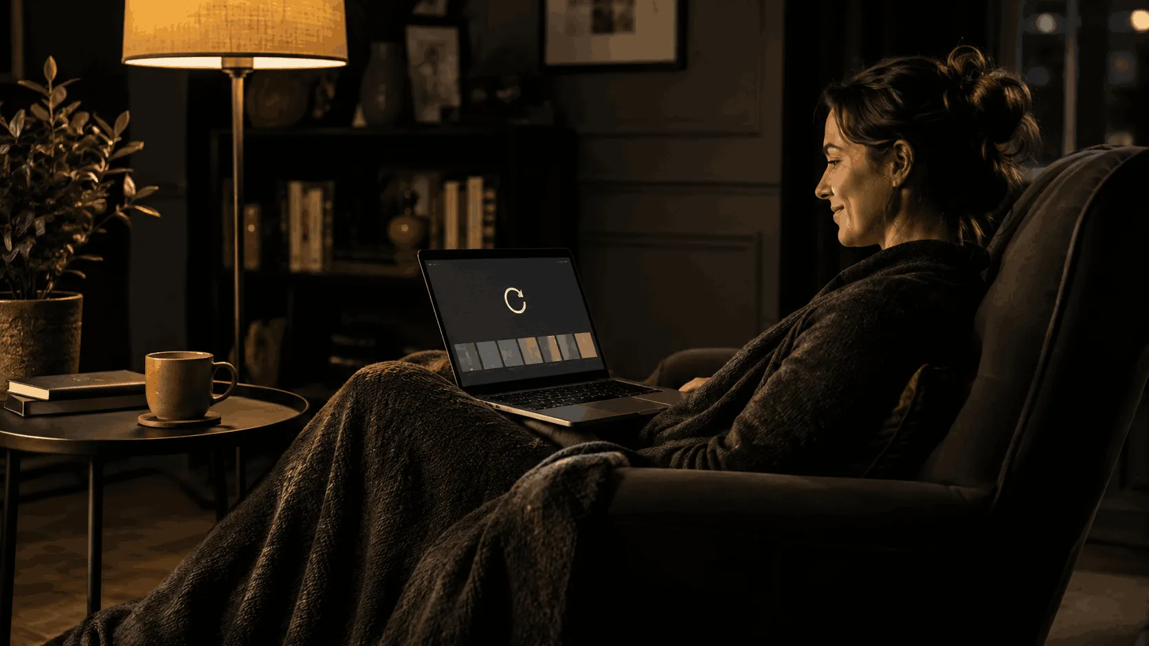 Viewer rewatching a familiar television show at home