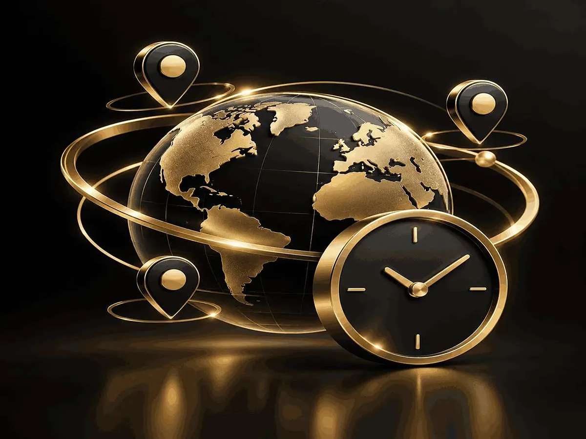 World Time Converter with a luxury 3D globe and clock